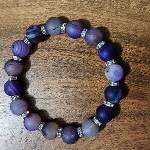 Handmade Purple Agate Beaded Bracelet